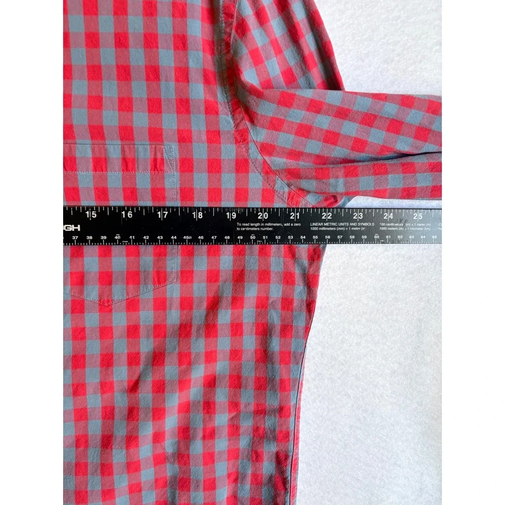 J Crew Flex Washed Slim Fit Plaid Button Down Shirt Mens XL Red Gray Long Sleeve - Picture 7 of 7